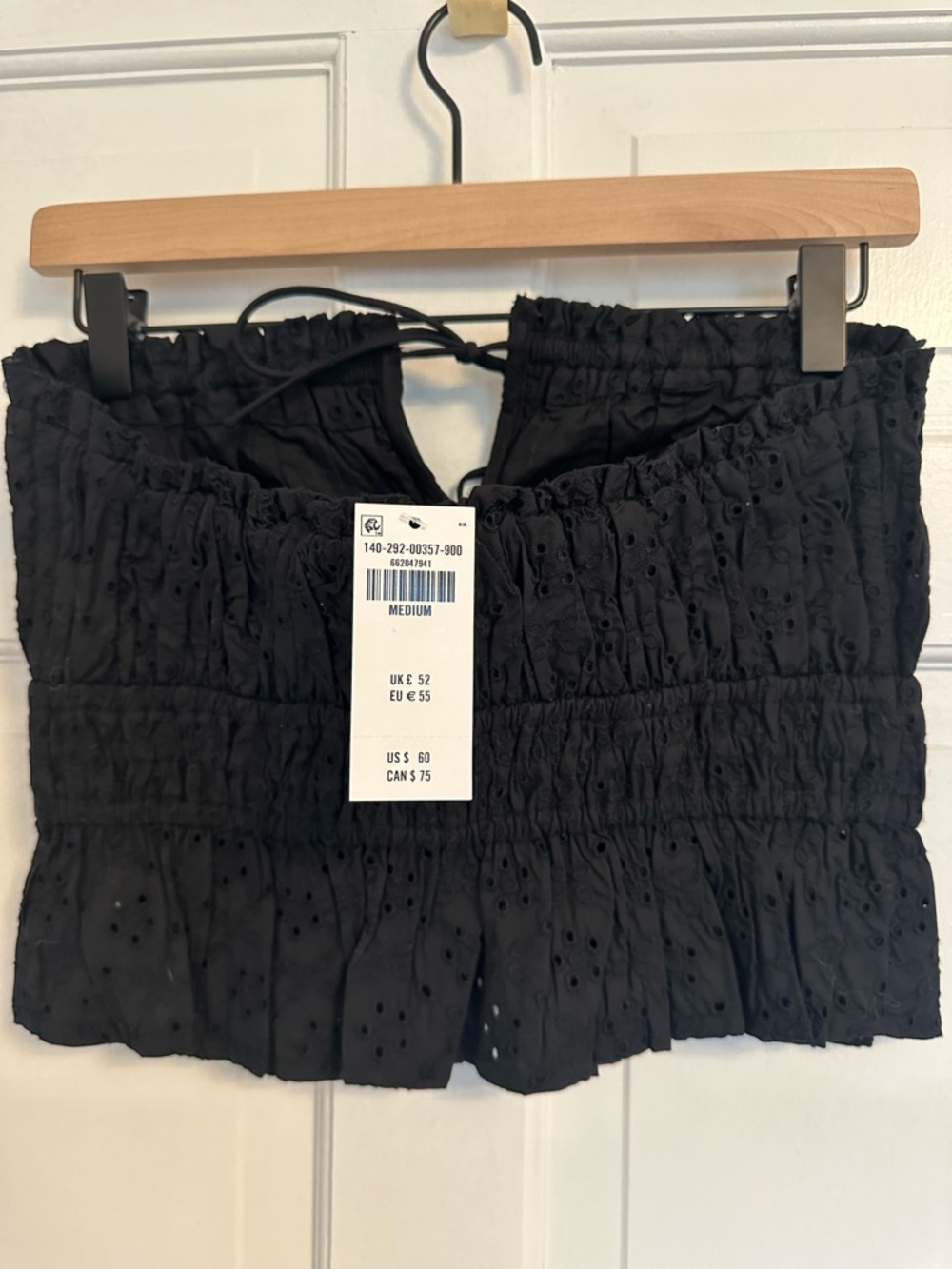 Abercrombie & Fitch Black Smocked Eyelet Tube Top